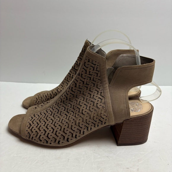 Vince Camuto Shoes - Vince Camuto Women's Sternat Heeled Sandals Booties Brown Taupe Leather 9.5